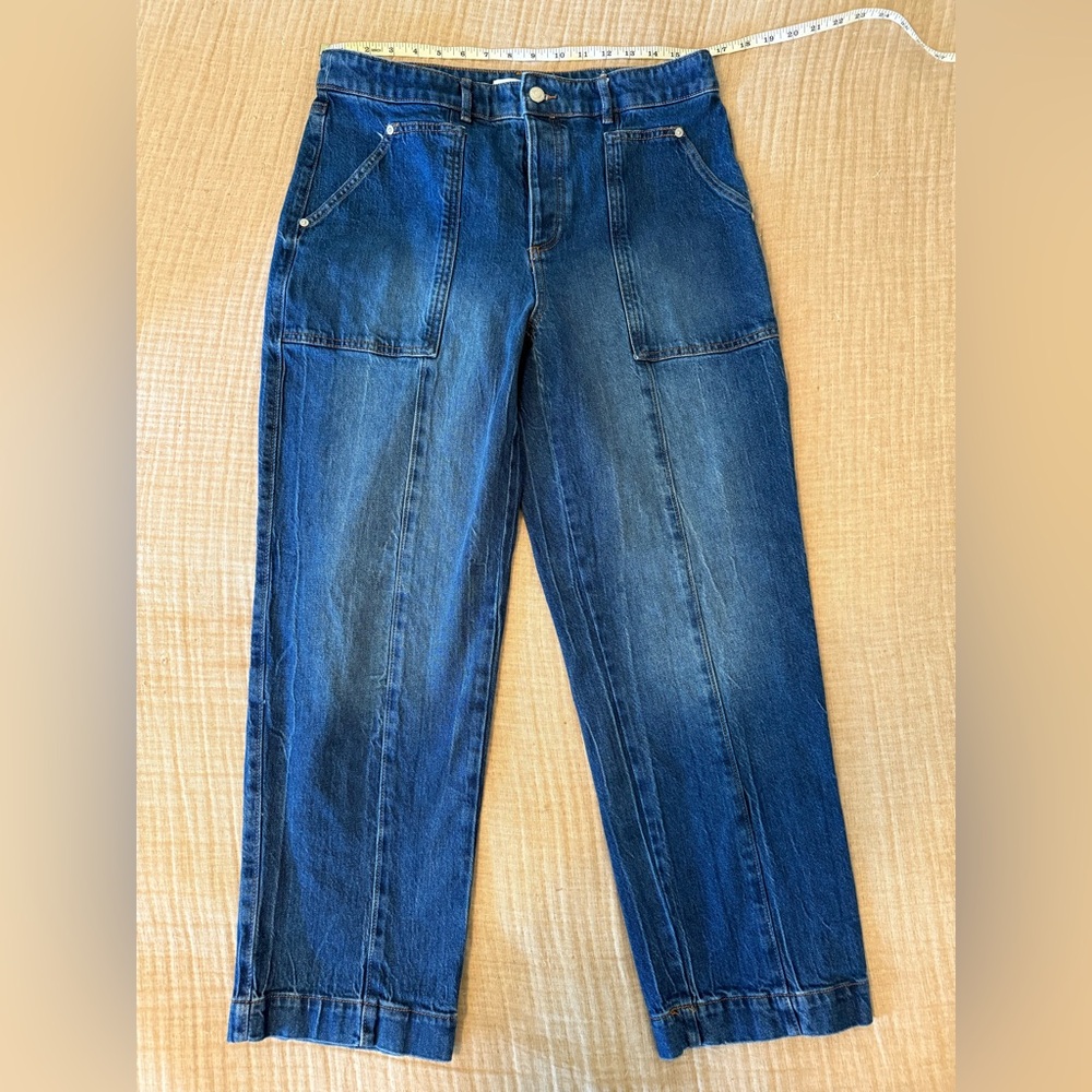 Loft- Wide Leg, button closure, blue jeans Size:12